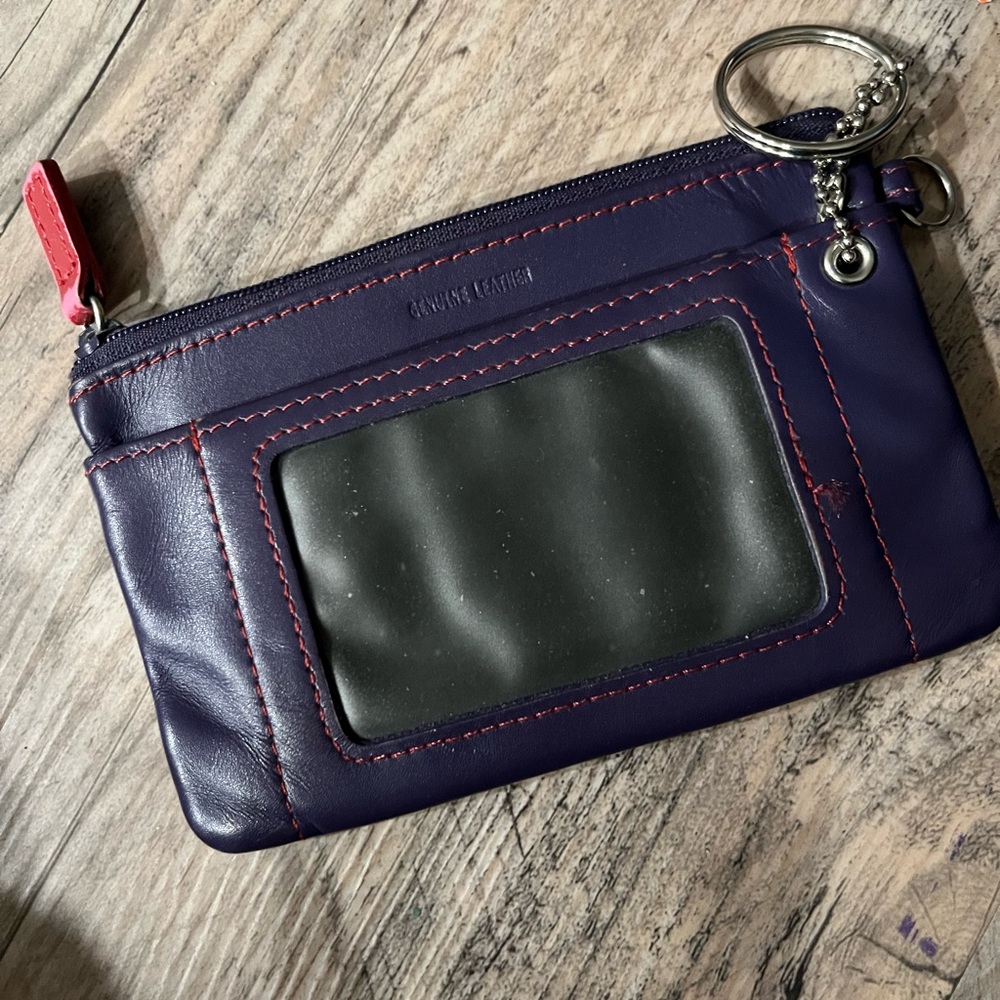 Vintage style Change purse. Genuine leather cut red hat.